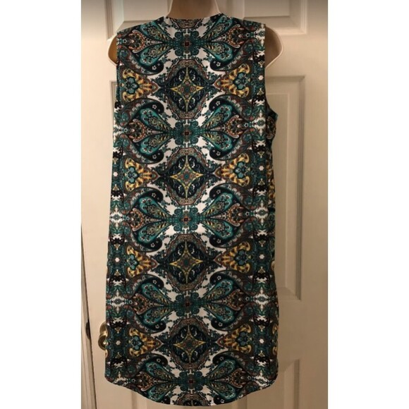 Vintage Renee C. Women's Paisley Geometric Sleeveless Summer Dress Medium - Picture 4 of 7